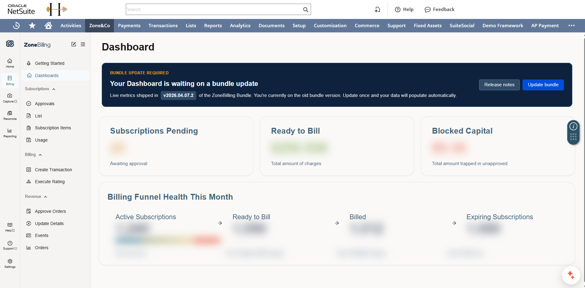 Dashboard with blurry data